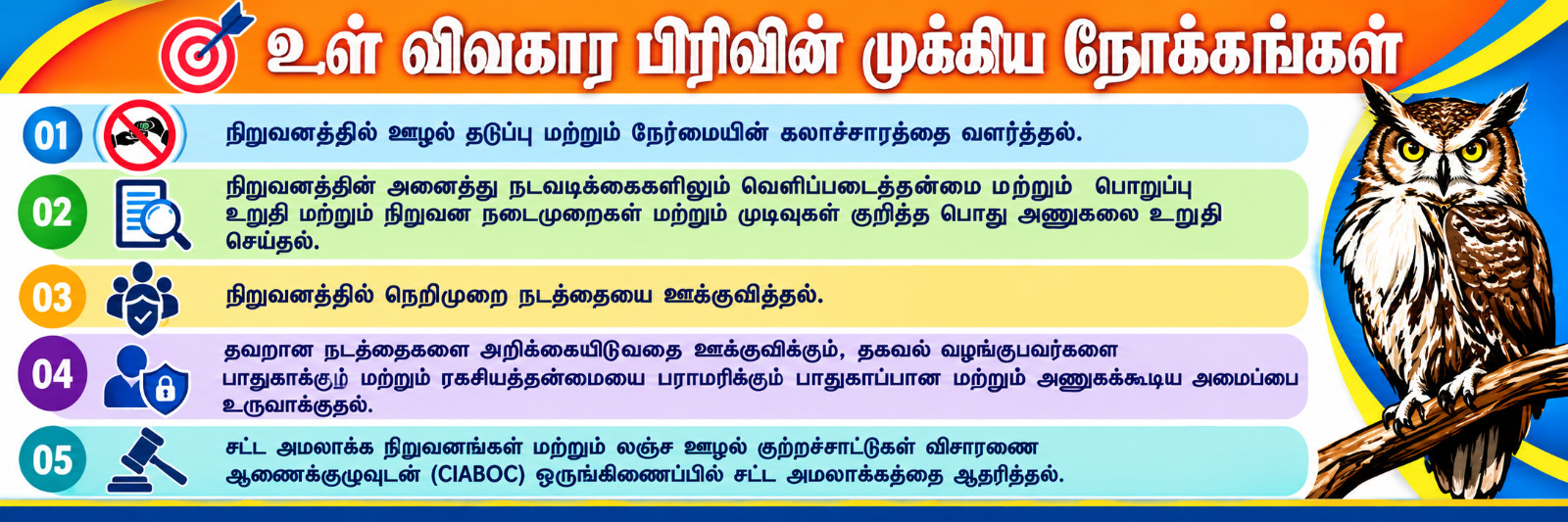 உள் விவகார பிரிவின் முக்கிய நோக்கங்கள்